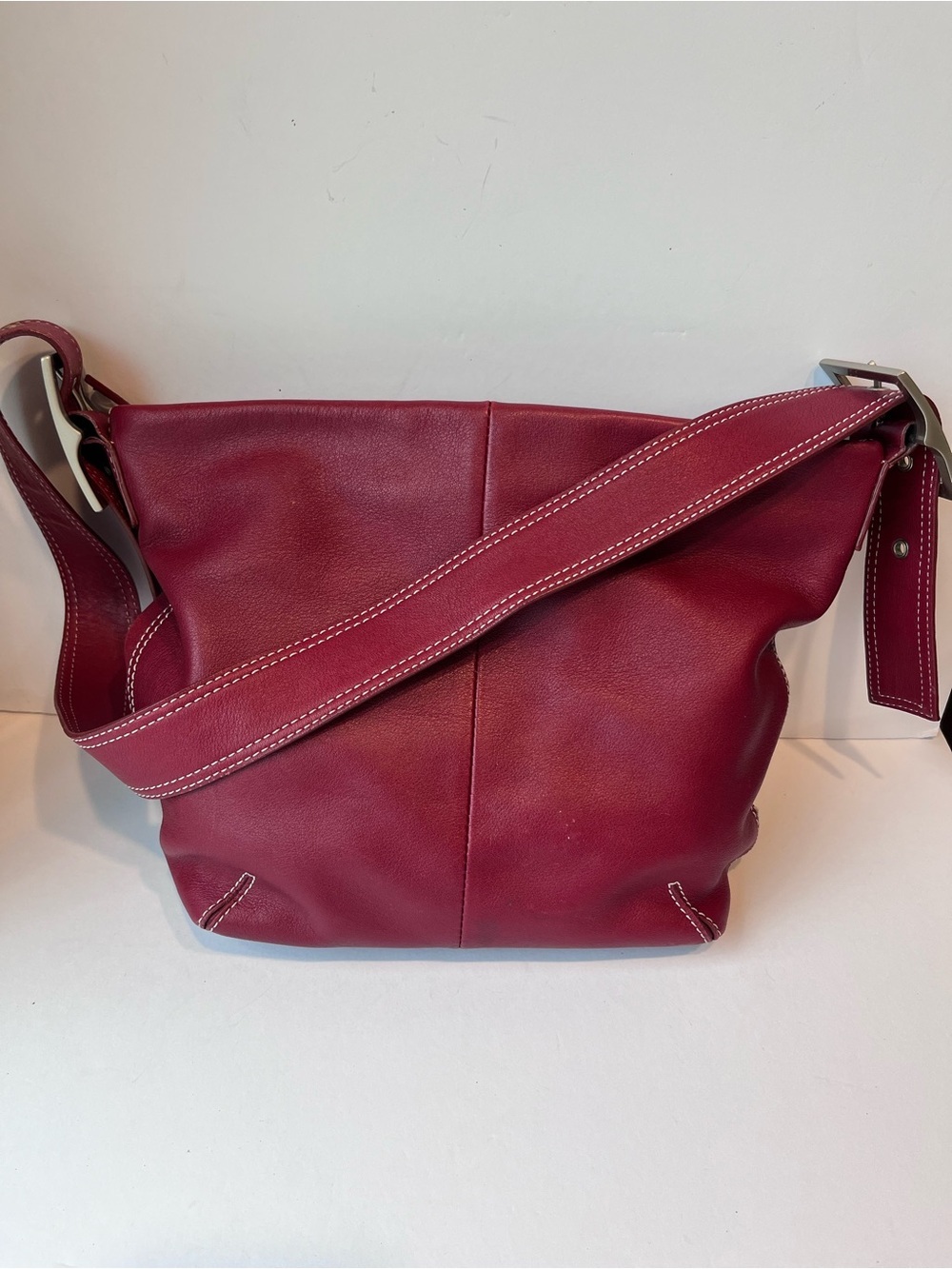 Preston & York Red Leather Shoulder Bag Y2K 90’s Vintage
